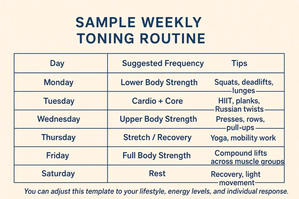 Achieving the Perfect Tone: How Often Should You Exercise for Results? 4 Weekly exercise West Sussex plan graphic