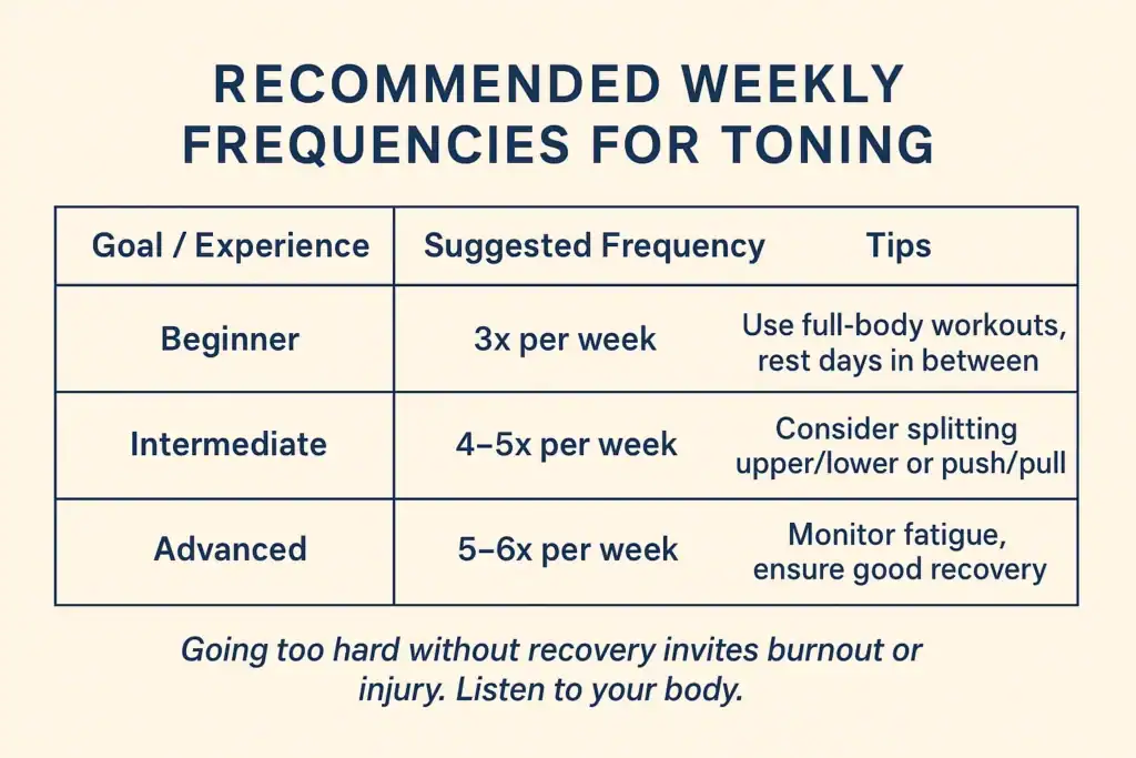 Achieving the Perfect Tone: How Often Should You Exercise for Results? 2 Graphic to show how often you should do exercise to help with toning West Sussex