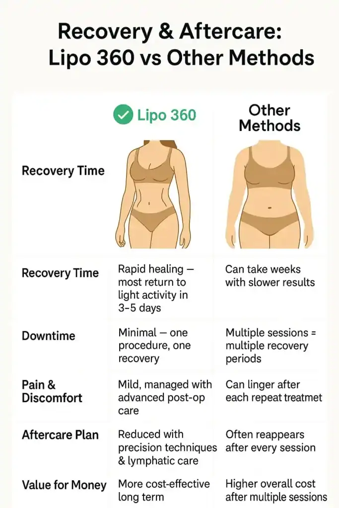 Recovery and Aftercare for Fat-Dissolving Surgery 2 Table to show fat dissolving injection aftercare West Sussex