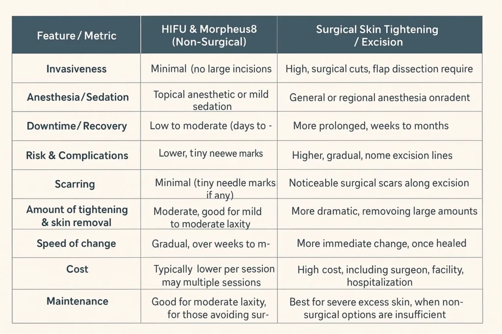 The Science of Skin Tightening 2 Table of skin tightening West Sussex benefits compared to surgical options
