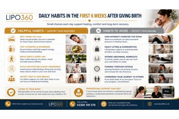 What to Do (and Avoid) in the First 6 Weeks After Giving Birth To Avoid Diastasis Recti 3 First 6 Weeks After Giving Birth To Avoid Diastasis Recti West Sussex : Daily Habits in the First 6 Weeks After Giving Birth